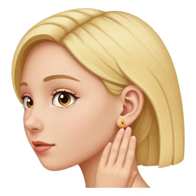 girl pulling on her earlobe sticker