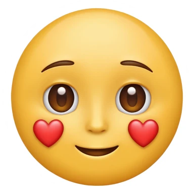 Emoji of a round yellow face with heart eyes, iPhone emoji style. Flat design, smooth gradients, rounded edges, soft shadows, clean look, white background sticker