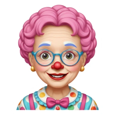 grandma clown with eyeglasses sticker