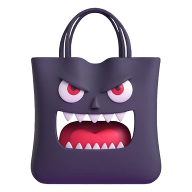 terrifying bag with monstrous face and creepy expression sticker