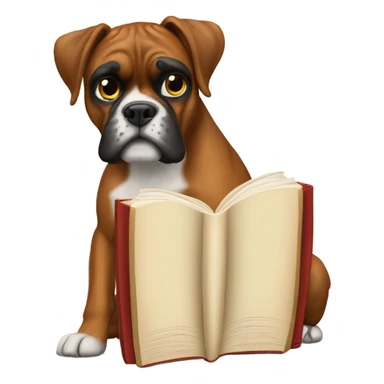 Boxer dog with a book  sticker