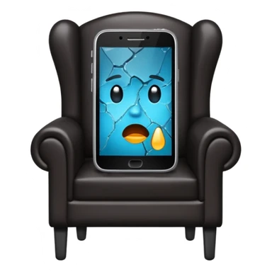 a phone in a chair looking sad and crying sticker