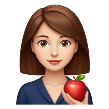 emoji of a beautiful woman with soft facial features, smooth skin, gentle smile, expressive eyes, and shiny hair. Clean lighting, warm tones, elegant and friendly expression, minimalist white background, polished Apple emoji aesthetic sticker