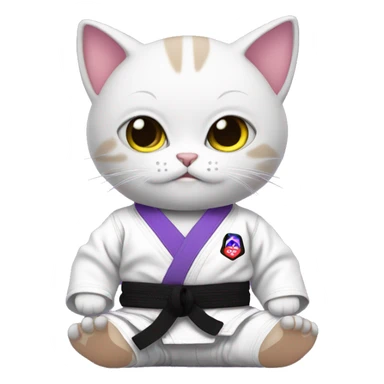 baby jiu-jitsu cat with purple belt sticker