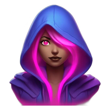 Riot Games Valorant neon pink eyes glowing bright red Video game woman blue eyes purple hooded assassin themed character shrouded wraith sticker