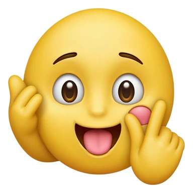 “A yellow emoji face with eyes looking down, tongue sticking out playfully, and one hand raised next to its face making a pinching-fingers gesture.” sticker
