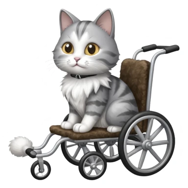 grey and white disabled cat in cat wheelchair sticker