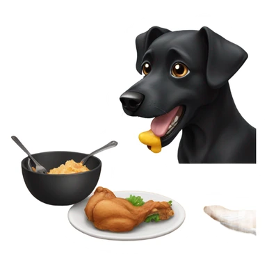 black dog eating chicken sticker