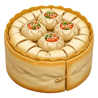 siu mai (a type of dim sum, just 1 cube of white color fish patty wrapped by yellow dough, leaving only the top part unwrapped, shape looks like short cylinder shape) sticker
