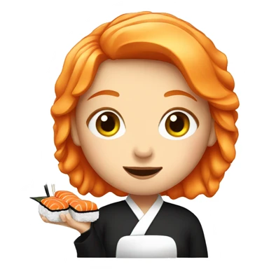 orange haired girl eating sushi  sticker