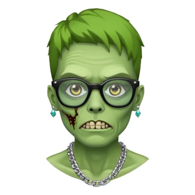 Zombie verde con lentes negros y cadena de diamantes  sticker
