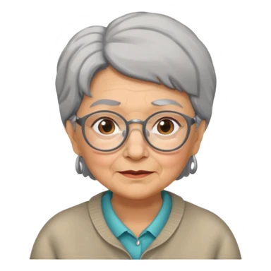 grandmother with glasses and gray hair, grizzle sticker
