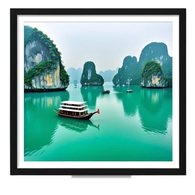 ha long  bay with a white border sticker