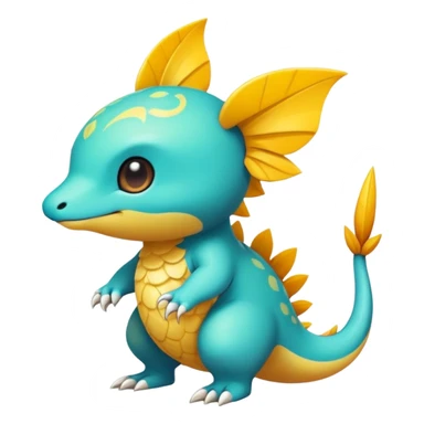 Randomly-colored exotic chibi Fakémon-creature sticker