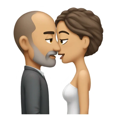 Big kiss from a brown hair husband to grey hidjab wife sticker