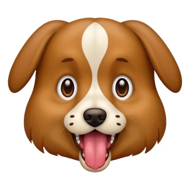 the dog sits at full height with a frightened face sticker