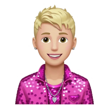 Machine Gun Kelly with blonde hair, dark pink sequin outfit sticker