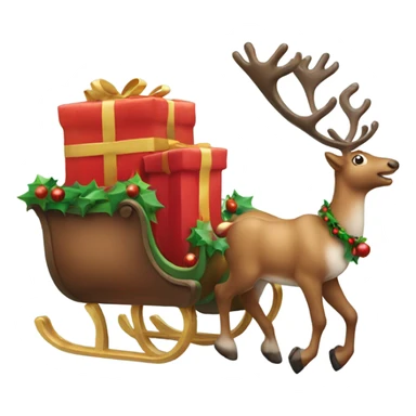 Reindeer pulling a Christmas sleigh behind it sticker