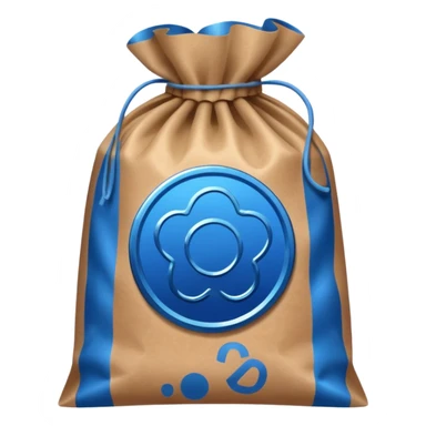 blue coins inside a brown bag  sticker