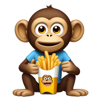 Monkey eating fries sticker