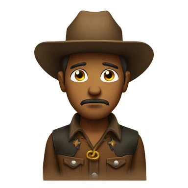 Sad cowboy emoji with round face  sticker