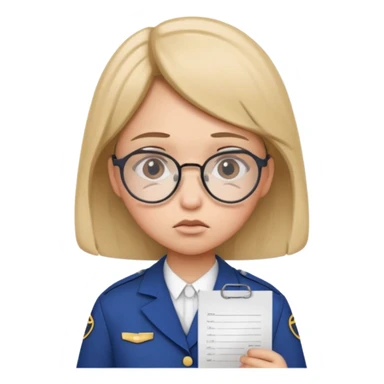 Frowns with Glasses, Angry Student: Teen in uniform, round glasses, holding test paper, pouting
 sticker