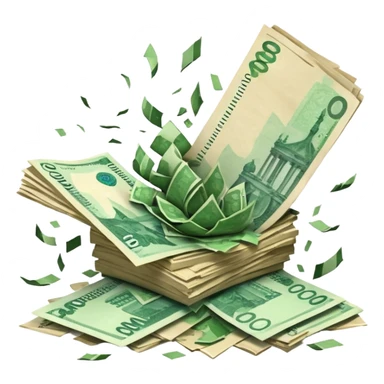 exploding stack of russian ruble notes sticker