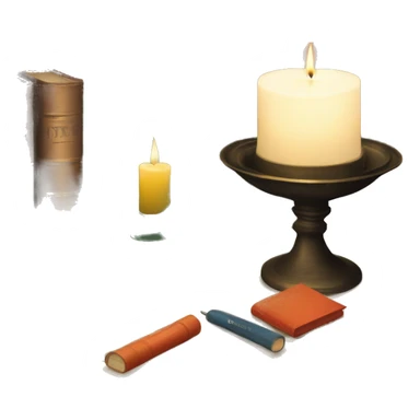 vintage tray with books and candle sticker