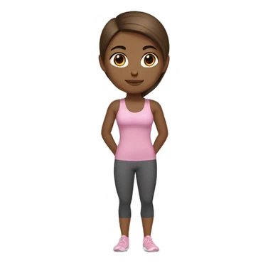 gym girl in yoga outfit, brown hair, black eyes, medium skin tone sticker