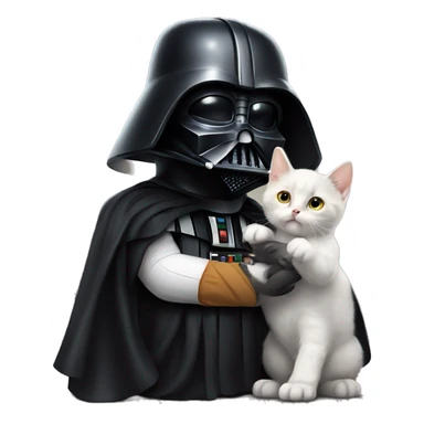 Darth Vader petting a kitten with a duck on his head sticker
