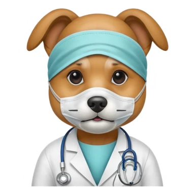 doctor dog wearing medical mask sticker