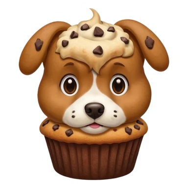 a dog sniffing a muffin sticker