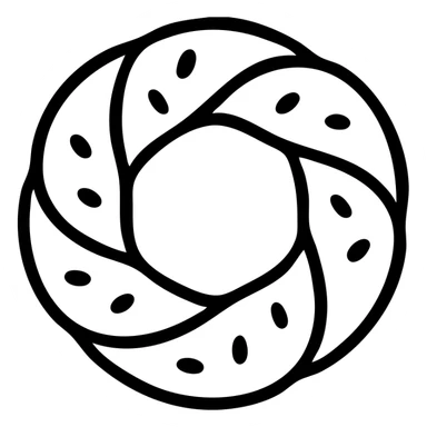 minimal outlined icon of simit bread with black lines, no fill sticker