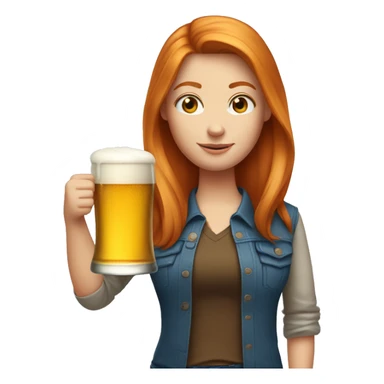 ginger straight hair and blue eyes woman with a beer on the hand sticker