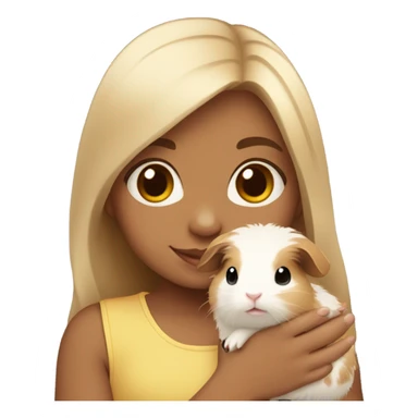 Little light skin girl holding a Guinea pig sticker