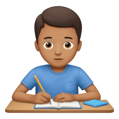 boy drawing pic of grandpa on notebook sticker