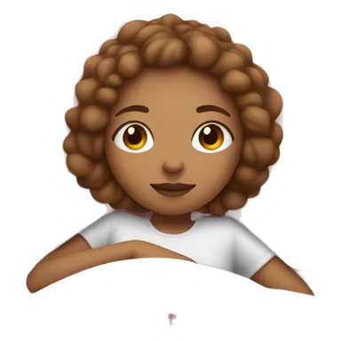 Light skin girl sleeping on her arm w pink blanket light brown hair sticker