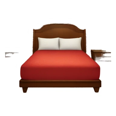 Vintage Las Vegas hotel room with a dirty bed , red wallpaper, and dirty carpet  sticker