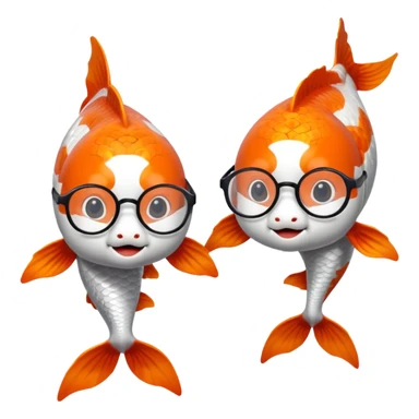 Two "koi" fishes male and female, wearing glasses. sticker