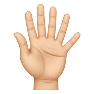 iPhone emoji style hand, palm visible, thumb bent to palm, four fingers up, number 4 gesture sticker