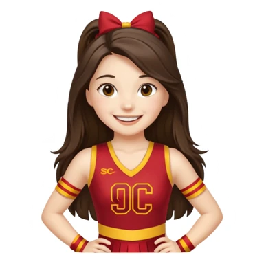 white happy long haired brunette girl in USC cheerleader outfit sticker