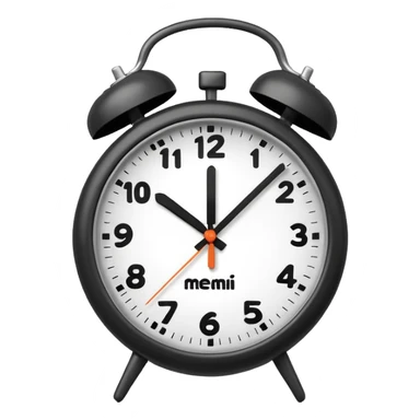 A 3D cartoon clock showing a few minutes before twelve, clean minimal background, Memoji-style. sticker