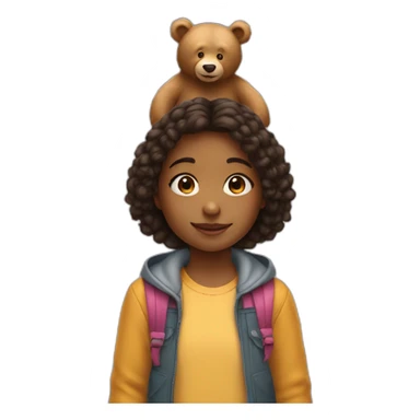 small girl standing next to big bear sticker