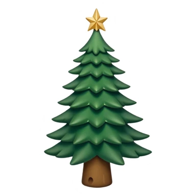 Un emoji représentant un petit sapin stylisé, sans bouche, avec deux grands yeux de biche brillants couleur cannelle. Style minimaliste, mignon et expressif, comme un sticker ou un emoji moderne. Fond parfaitement transparent, haute qualité, bien centré. sticker