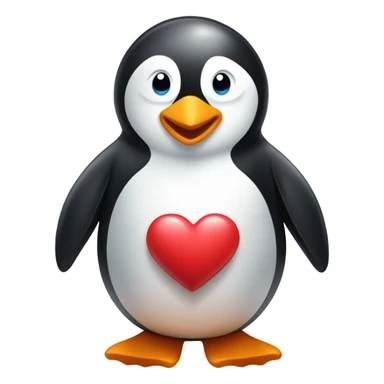 Penguin holding a heart sticker