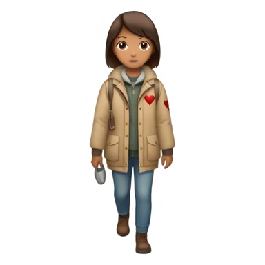 The image shows a person walking across a foggy bridge, a personal journey. The atmosphere is calm and introspective, with soft, emotional tones. In their hands, they carry symbolic tools labeled “Compassion” and “Forgiveness,” suggesting healing after emotional pain-- hearts sticker