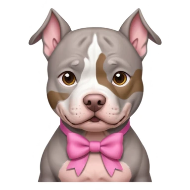 Gray Pitbull with a pink bow sticker