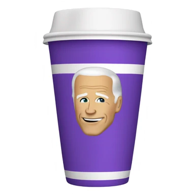 joe biden holding a purple drink in a white foam cup sticker