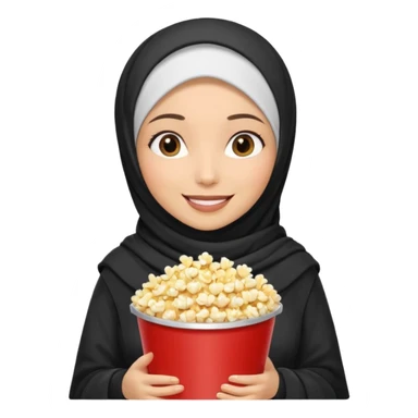 a hijab holding a bucket of popcorn sticker