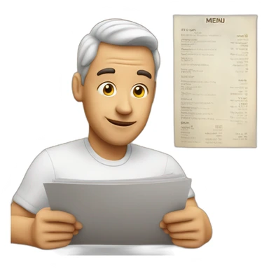 Man looking at a menu sticker